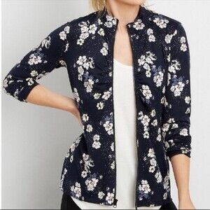 Maurice’s In Motion Floral Athletic Ruched Lightweight Zip Up Jacket Plus Sz 1x